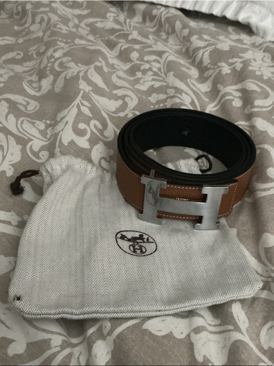 Hermes Accessories - Hermes Brown Reversible H Belt with Silver H Buckle